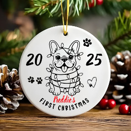 Adorno De Cerámica Hand drawn custom French Bulldog