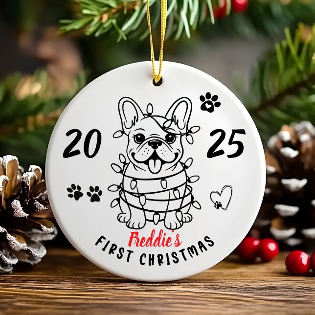 Adorno De Cerámica Hand drawn custom French Bulldog (Hand Drawn Custom French Bulldog Ceramic Ornament)