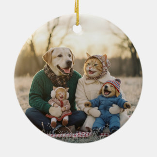 Adorno De Cerámica Hand Drawn Winter Berries Wreath Photo