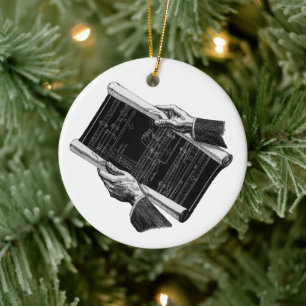 Adorno De Cerámica Hands w Architectural Blueprints, Vintage Business