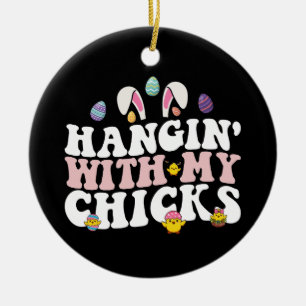 Adorno De Cerámica Hangin' Con Mis Chicas Bunny Groovy Retro