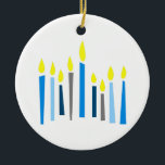 ADORNO DE CERÁMICA HANUKKAH CANDLES<br><div class="desc">Esta es una hermosa imagen para Happy Hanukkah. Use este diseño para regalar.</div>