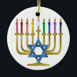 Adorno De Cerámica Hanukkah Candles Rainbow Gold Menorah<br><div class="desc">Está viendo la colección Lee Hiller Designs of Home and Office Decor, Apparel, Gifts and Collectibles. Los diseños incluyen la fotografía Lee Hiller y la colección de arte digital de medios mixtos. Puedes ver su fotografía de la naturaleza en http://HikeOurPlanet.com/ y seguir su blog de senderismo dentro del Parque Nacional...</div>