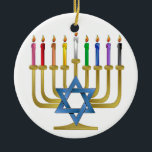Adorno De Cerámica Hanukkah Candles Rainbow Gold Menorah<br><div class="desc">Está viendo la colección Lee Hiller Designs of Home and Office Decor, Apparel, Gifts and Collectibles. Los diseños incluyen la fotografía Lee Hiller y la colección de arte digital de medios mixtos. Puedes ver su fotografía de la naturaleza en http://HikeOurPlanet.com/ y seguir su blog de senderismo dentro del Parque Nacional...</div>