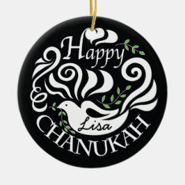 Adorno De Cerámica Hanukkah Chanukah Blackboard Dove Circle Ornament