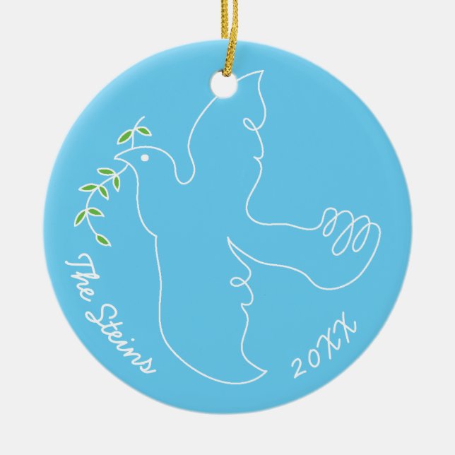 Adorno De Cerámica Hanukkah "Chanukah Dove" (Frente)