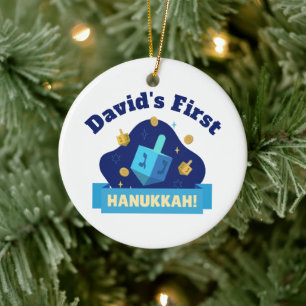 Adorno De Cerámica «Hanukkah del bebé» personalizado con trompo