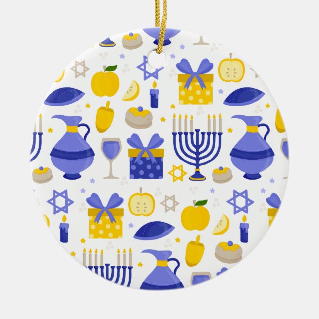 Adorno De Cerámica hanukkah dreidel menorah (Frente)