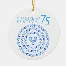 Adorno De Cerámica Hanukkah Festival de Luces Aniversario 75º imán