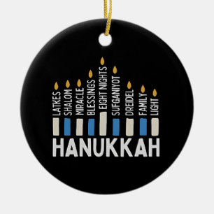 Adorno De Cerámica Hanukkah Festividad Judía Menorah Jew