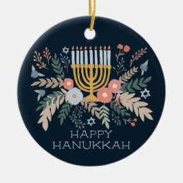 Adorno De Cerámica Hanukkah FLorals PERSONALIZADO de arte dibujado a 