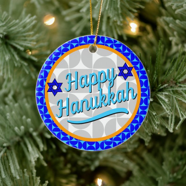 Adorno De Cerámica Hanukkah - Formas retro modernas (Árbol)