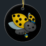 Adorno De Cerámica Hanukkah Ladybug<br><div class="desc">Cute Hanukkah Ladybug en una gorra con un dreidel.</div>