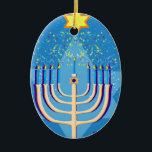 Adorno De Cerámica hanukkah menorah<br><div class="desc">"hanukkah menorah ", "feliz hanukkah",  menorah,  "estrella de david",  "chanukkah jewish",  Hanukkkah,  "feriados judíos"chanukah,  hannukah,  chanukkkah,  channukah,  chanukkkah,  hannuka,  hebrew,  jew,  menora,  judaica, </div>