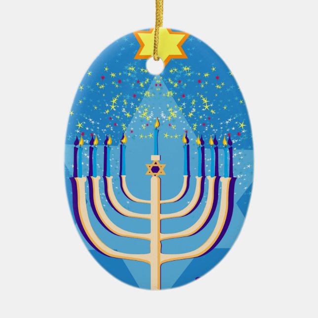 Adorno De Cerámica hanukkah menorah (Frente)