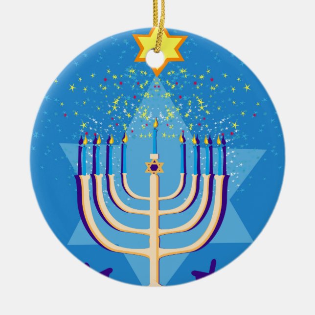 Adorno De Cerámica hanukkah menorah (Frente)
