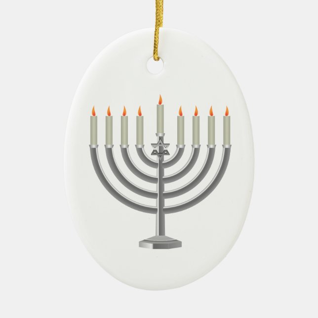 Adorno De Cerámica Hanukkah menorah (Frente)