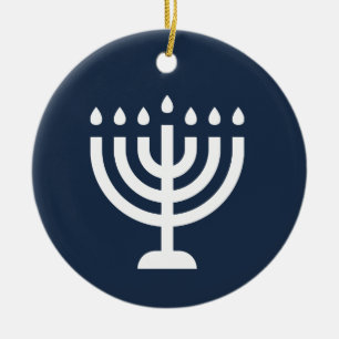Adorno De Cerámica Hanukkah menorah festival de luces azul moderno