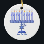 Adorno De Cerámica Hanukkah Menorah (personalizable)<br><div class="desc">¡Puedes personalizar este hermoso regalo de Chanukah con un nombre o tu propio texto!</div>