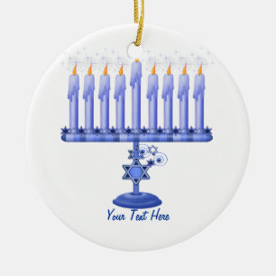 Adorno De Cerámica Hanukkah Menorah (personalizable)