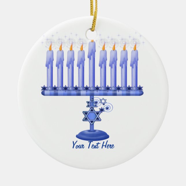 Adorno De Cerámica Hanukkah Menorah (personalizable) (Frente)
