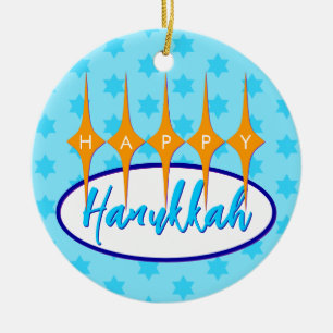 Adorno De Cerámica Hanukkah/Navidades de mediados de siglo