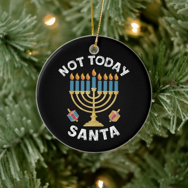 Adorno De Cerámica Hanukkah No es hoy Santa Jewish Chanukah (Árbol)