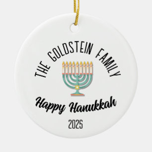 Adorno De Cerámica Hanukkah nombre de familia personalizado de judío 