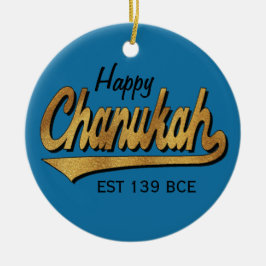 Adorno De Cerámica Hanukkah "Retro Happy Chanukah"/Ornamento Círculo