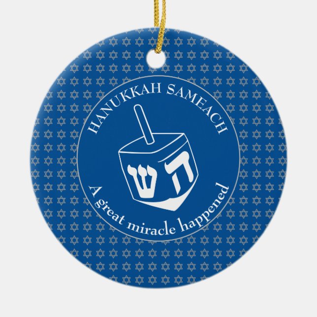 Adorno De Cerámica HANUKKAH SAMEACH | Dreidel | Chanukah (Frente)