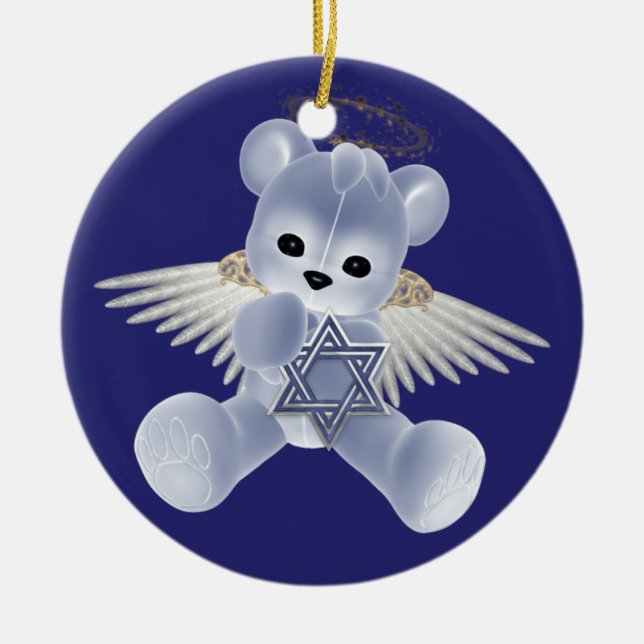 Adorno De Cerámica Hanukkah Teddy Bear (Frente)