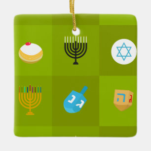 Adorno De Cerámica hanukkah verde de bloques de color