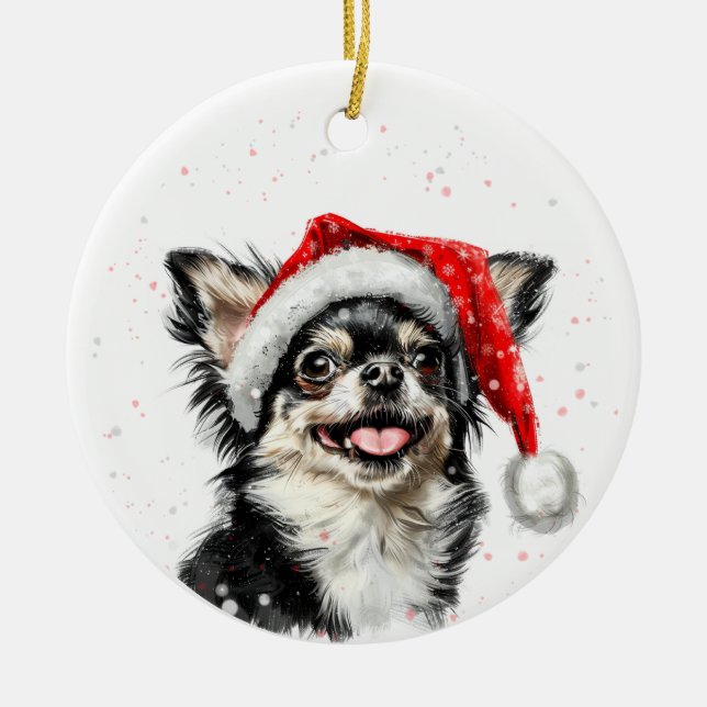 Adorno De Cerámica Happy Chihuahua Dog Christmas Personalized (Frente)