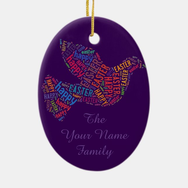 Adorno De Cerámica Happy Easter Dove Greet (Atrás)