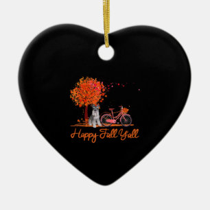 Adorno De Cerámica Happy Fall Yall Gracioso Schnauzer Dog Autumn Bicy