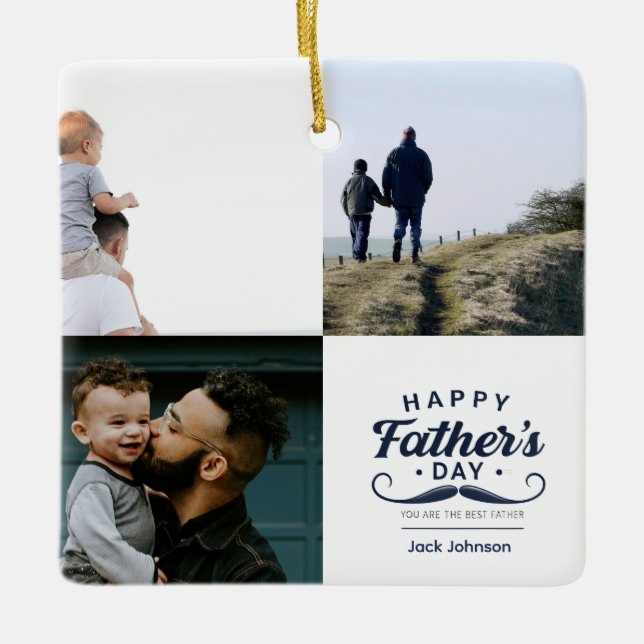 Adorno De Cerámica Happy Father’s Day Mustache Tribute Design (Anverso)