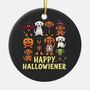Adorno De Cerámica Happy Hallowiener Spooky Halloween Dog Weiner