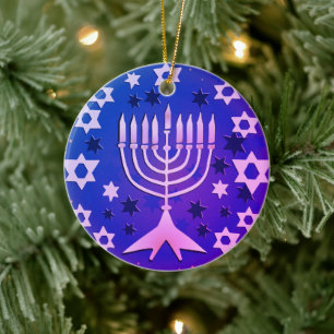 Adorno De Cerámica Happy Hanukkah Menorah Flat