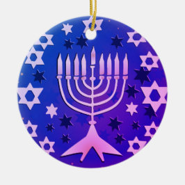 Adorno De Cerámica Happy Hanukkah Menorah Flat