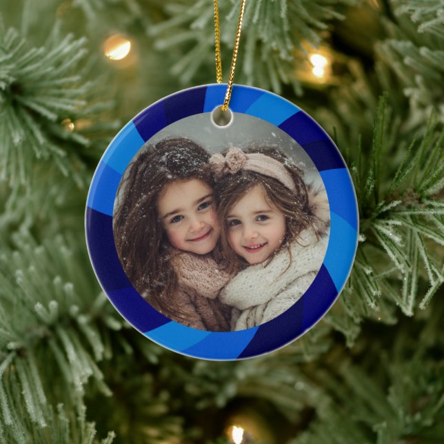 Adorno De Cerámica HAPPY HANUKKAH Modern Swirl Star Custom PHOTO (Árbol)