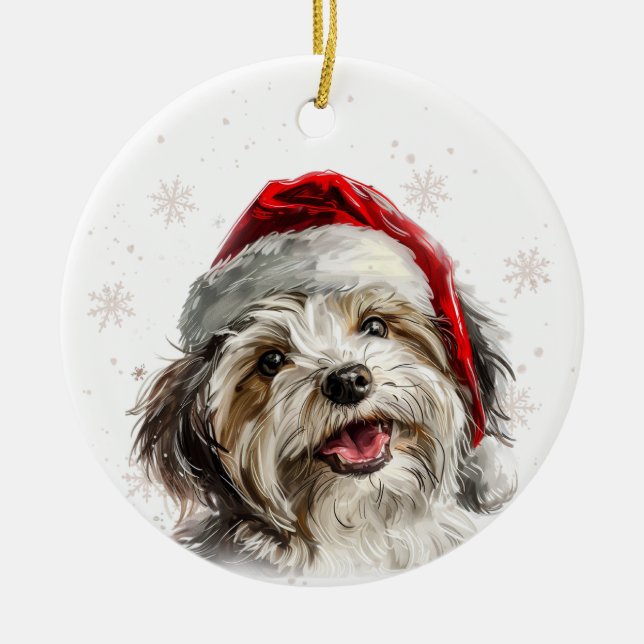 Adorno De Cerámica Happy Havanese Dog Christmas Personalized (Frente)