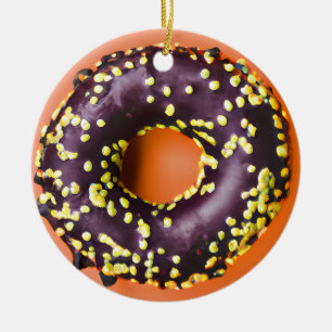 Adorno De Cerámica Happy Holi-Glaze   Divertidos Navidades Donut Pun