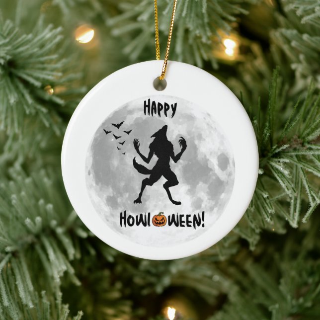 Adorno De Cerámica Happy Howl-o-ween Werewolf Ornament (Árbol)