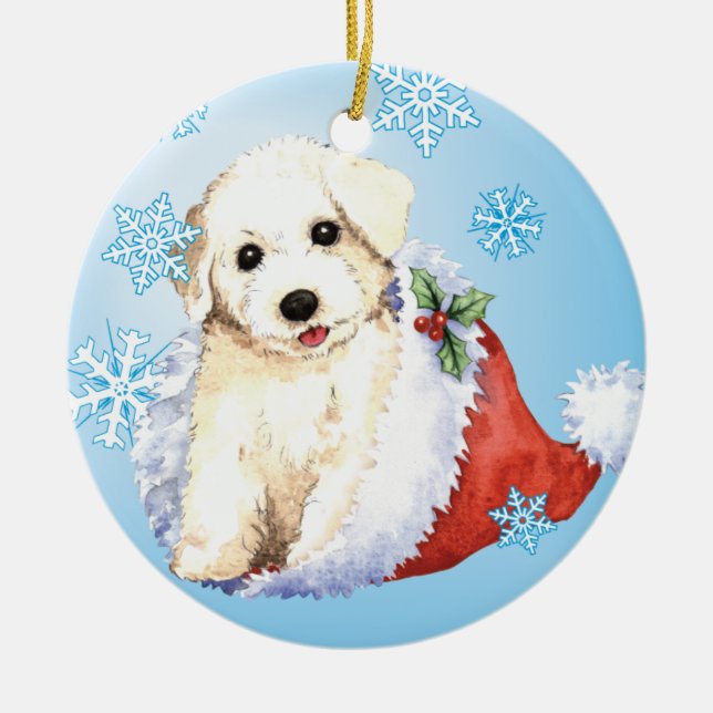 Adorno De Cerámica Happy Howlidays Bichon (Frente)