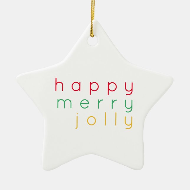Adorno De Cerámica HAPPY MERRY JOLLY Ceramic Star Ornament (Frente)