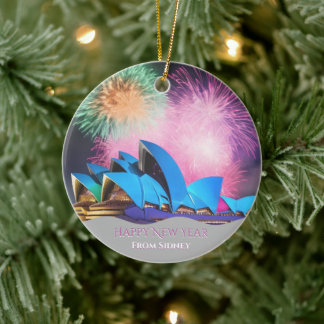 Adorno De Cerámica Happy New Year from Sidney Customizable Ornament