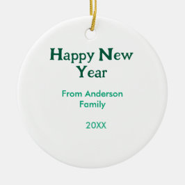 Adorno De Cerámica Happy new year green add family name year simple 