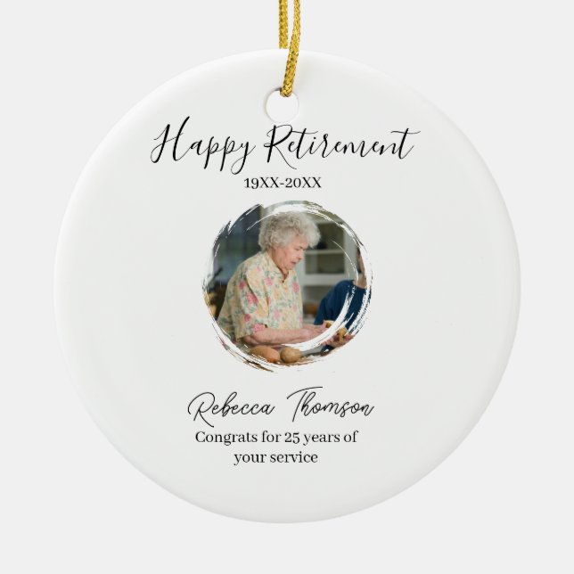 Adorno De Cerámica Happy retirement year name circle photo retired (Frente)