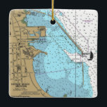 Adorno De Cerámica Harbour Beach Michigan<br><div class="desc">Ornamento navideño de Harbour Beach MI,  hecho con cartas náuticas.</div>
