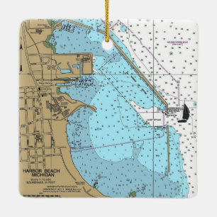 Adorno De Cerámica Harbour Beach Michigan Nautical Chart